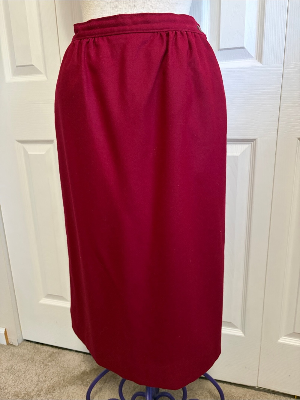 Vintage Pendleton Red Virgin Wool Midi Skirt Size 8